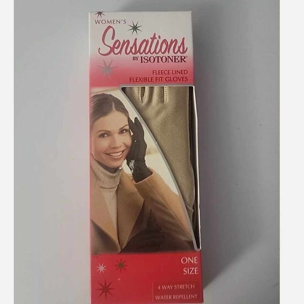 Women Sensation by Isotoner fleece lined‎ Flexible Fit gloves/NEW/Camel Color